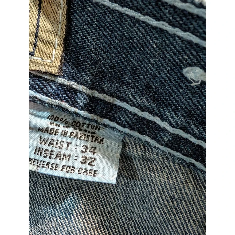 Kenneth David Cargo Street Denim Jeans Mens 34x32 Blue Baggy Wide Leg‎ Y2K Skate